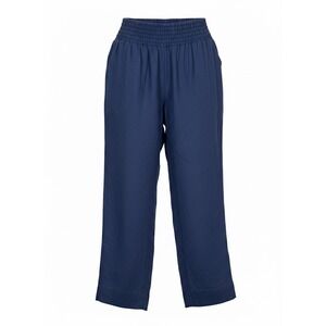 NEW Land n Sea‎ Navy Blue Linen Blend Smocked Waist Wide Leg Pants 1X - AC